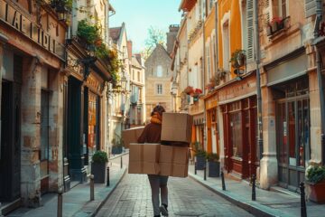 Une équipe effectuant un déménagement sans camion à Limoges, illustrant des méthodes de transport innovantes pour un déménagement efficace.