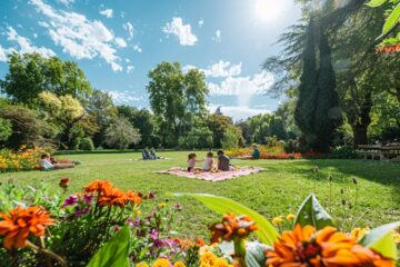 Vue panoramique d'un parc verdoyant et paisible à Limoges, illustrant les espaces verts idylliques pour égayer la vie quotidienne